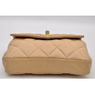 Authentic CHANEL Lamb Skin Matelasse Bum Bag Beige Belt 70/28 CC Box