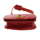 CHANEL Quilted CC Waist Bum Bag Pouch Purse Red Caviar Skin