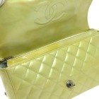 authentic CHANEL Quilted Chain Backpack Bag yellow Patent Leather 