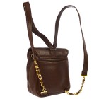 CHANEL Triple CC Chain Backpack Bag Brown Caviar Skin Leather