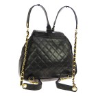 CHANEL Quilted CC Chain Backpack Bag Black Caviar Skin
