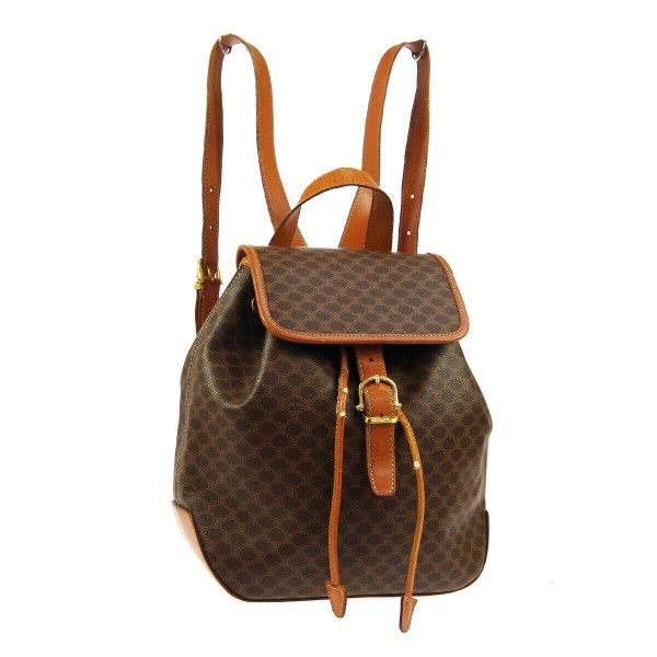 CELINE Macadam Backpack Hand Bag MC96* Purse Brown PVC Leather