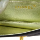 CHANEL CC Logos Clutch Hand Bag Pouch Purse Black Satin