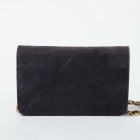 CHANEL WOC Bag Navy Blue Suede Quilted Clutch