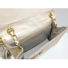 CHANEL Mini Matelasse Ivory Satin Hardware Shoulder Bag