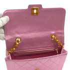 CHANEL Quilted CC Single Chain Shoulder Bag Pink Satin