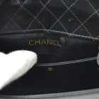 CHANEL Quilted CC Single Chain Shoulder Bag Purse Black Satin