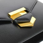 HERMES Clutch Hand Bag Black Gold Box Calf