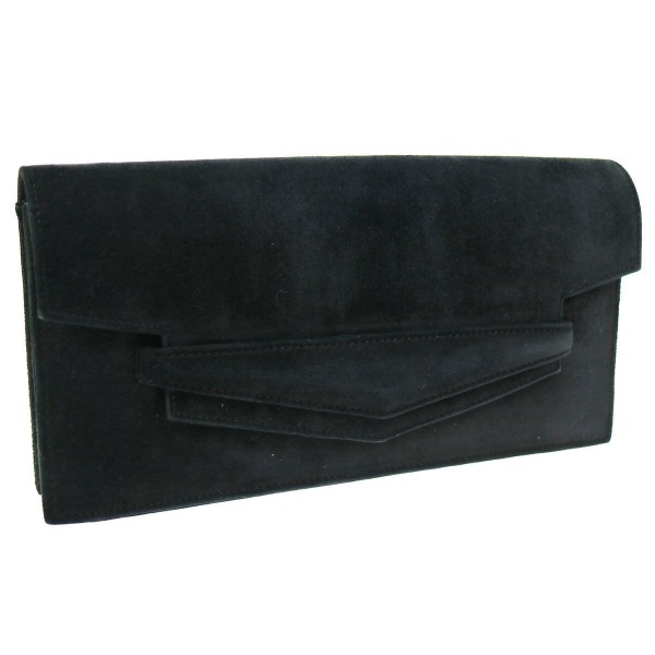 Authentic HERMES Faco Clutch Bag Purse Black Suede Leather