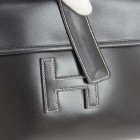 HERMES JIGE PM H Logos Clutch Hand Bag Purse Black Box Calf