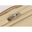 Authentic Hermes Beige Leather Kelly Cut Clutch Bag Rare Pochette Handbag