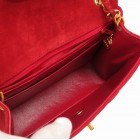 AUTHENTIC CHANEL Mini Matelasse Shoulder Bag Red Suede