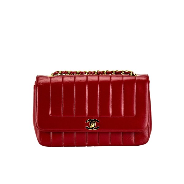 Chanel Red Lambskin Lady D Classic Flap