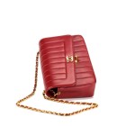 Chanel Red Lambskin Lady D Classic Flap