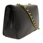 CHANEL CC Single Chain Shoulder Bag Black Lizard Leather