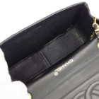 CHANEL CC Single Chain Shoulder Bag Black Lizard Leather