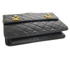 CHANEL Quilted CC Chain 2way Hand Bag 1573932 Purse Black Leather