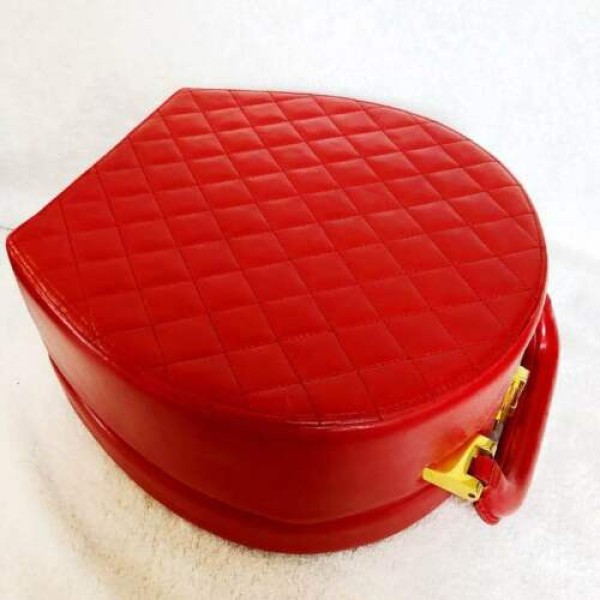CHANEL Quilted CC Coco Mark Cosmetic Vanity Hand Bag Red Leather