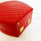 CHANEL Quilted CC Coco Mark Cosmetic Vanity Hand Bag Red Leather