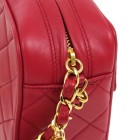 CHANEL Quilted Fringe CC Single Chain Shoulder Bag Red Leather
