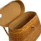 CHANEL CC Basket Chain Shoulder Bag Beige Brown Rattan Leather