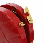CHANEL Choco Bar Heart Shaped CC Clutch Party Bag Red Plastic