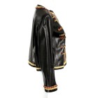 YSL Black Leather & Snakeskin Wood Beaded Jacket