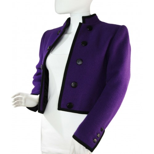 YSL Rive Gauche 80s Purple Wool Bolero Jacket
