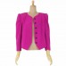 YSL No Collar Jacket Wool Gather Outer Women