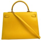 Authentic HERMES KELLY 35 Hand Bag Yellow